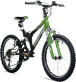Bergsteiger Montreal 20, 24-Inch Children’s Bicycle, Suitable for 8, 9, 10, 11 Year Olds, Shimano 18-Speed Gear System, Mountain Bike with Full Suspension, Boys’ Bike, Girls’ Bike